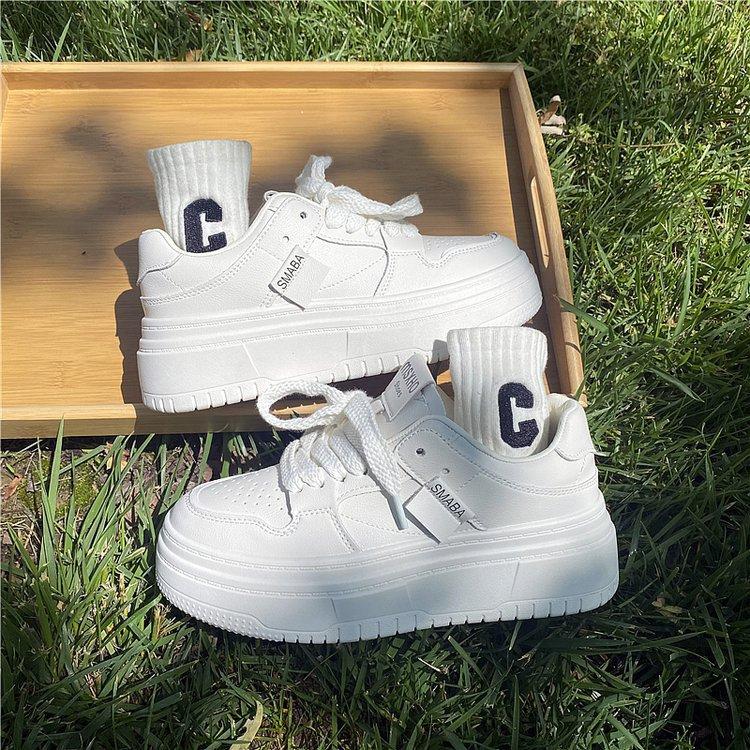 

Board shoes women s 2025 summer new muffin thick sole solid color women s shoes student leisure sports white shoes women 35 белый