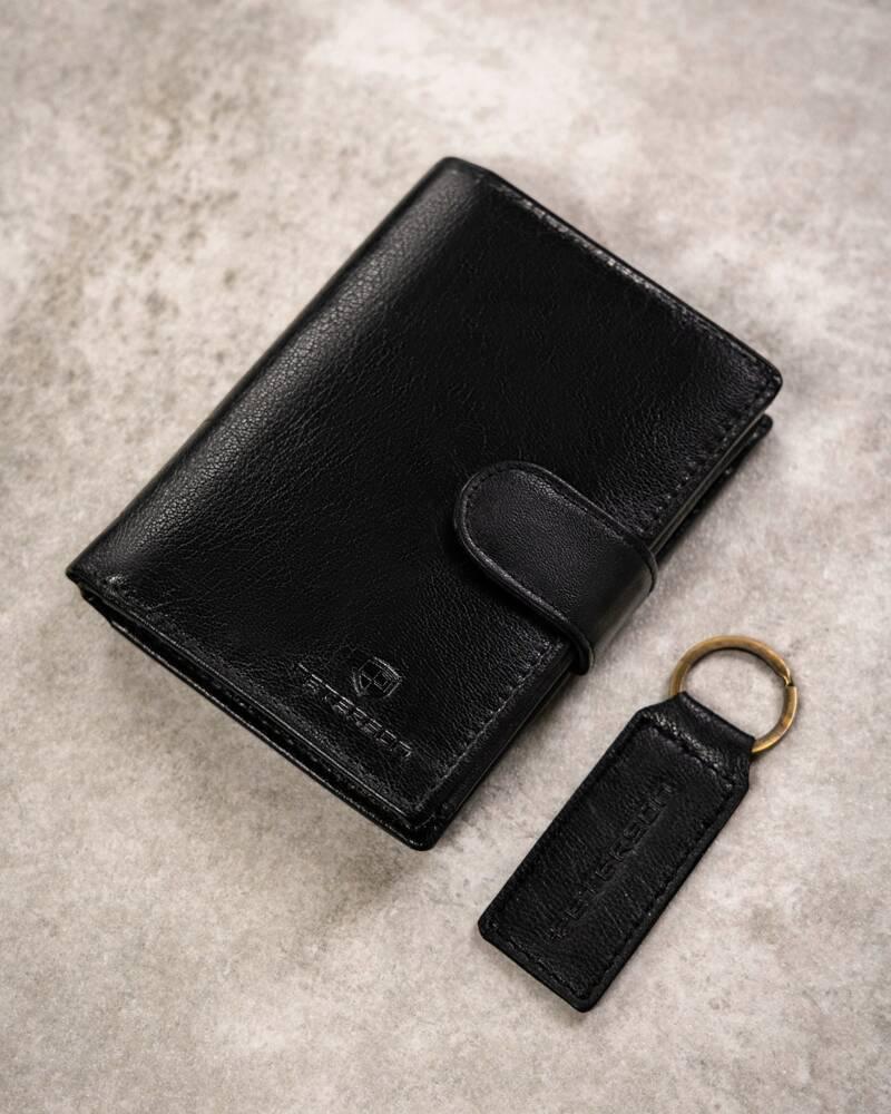 Geschenkset: elegantes Herren-Lederportemonnaie und Schlüsselanhänger - Peterson