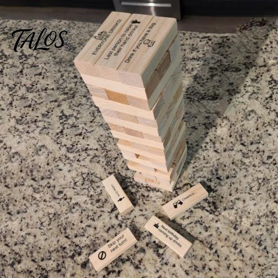 Wood Tower Drink Game 54Pcs/Set Tumbling Block Drinking Wooden Multiplayer Adults Interactive Portable Building Brick Stacking Night Party Essentials