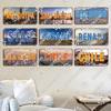 Retro National City Plaques Metal Plate Chile Brazil Mexico Metal Tin Signs Garage Car Club Living Room Home Wall Decor