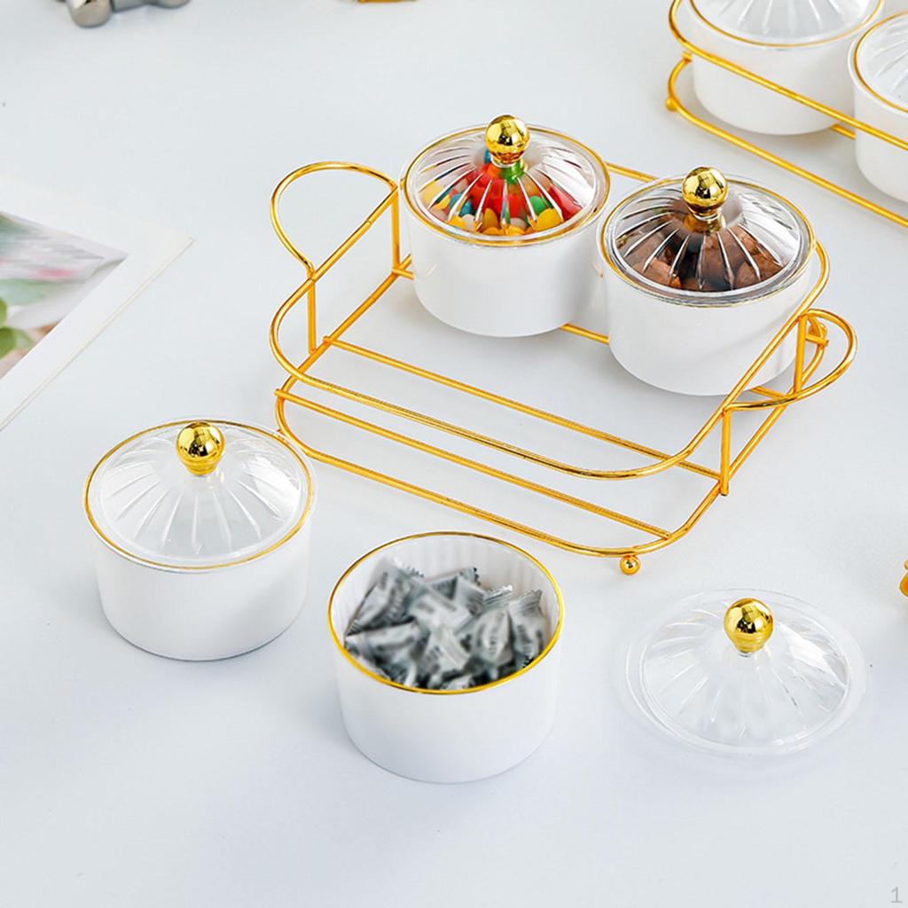 Dried Fruit Plate Set Divided Serving Platter 4 Grid Appetizer Cookie Jar for Wedding Kitchen