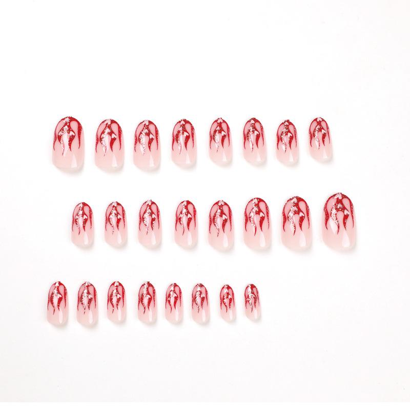 Nail patch red flame glitter wearable manicure white love wearing manicure advanced nails