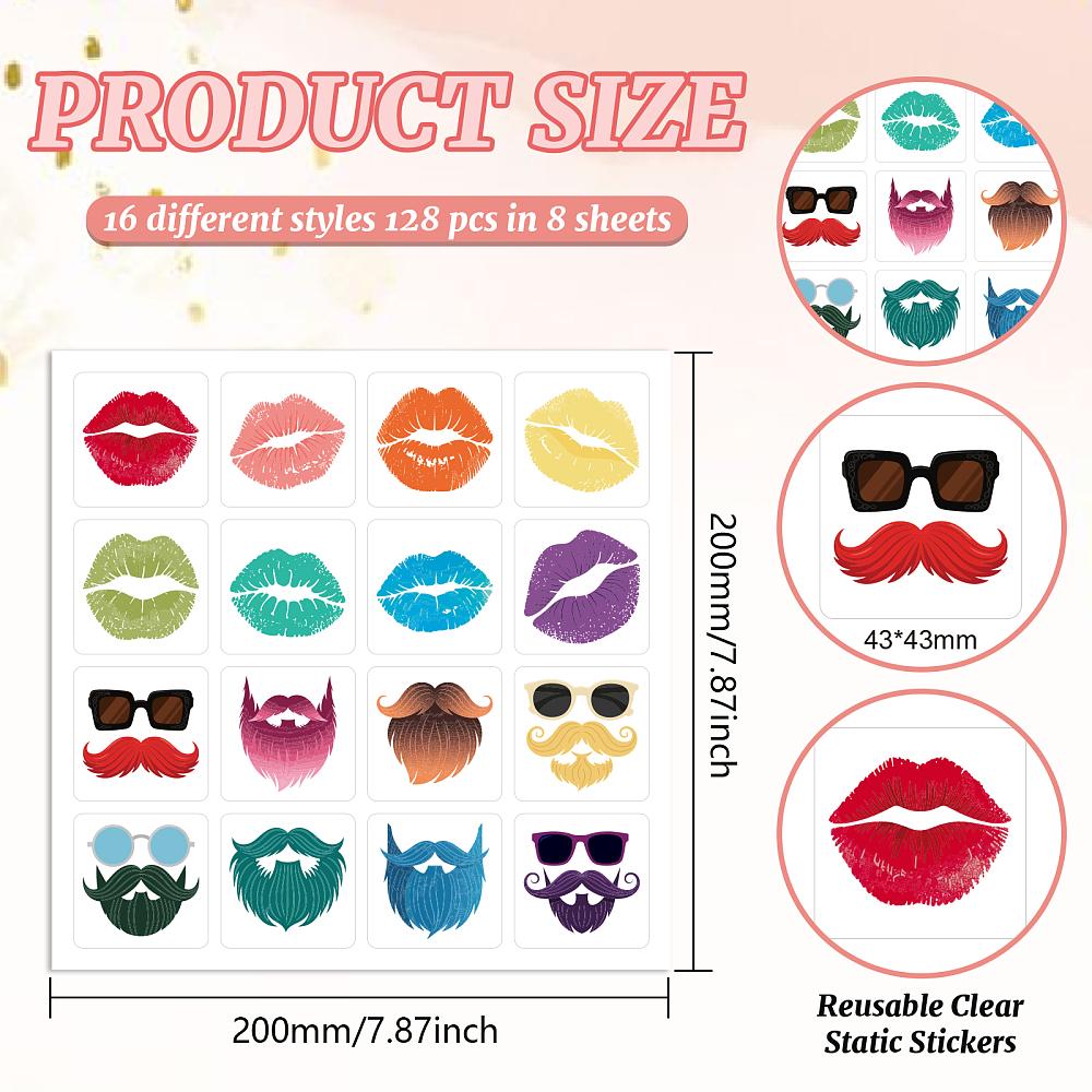 8Pcs PVC Waterproof Static Stickers Lip 200x200mm