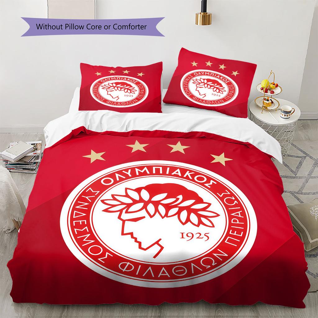 Olympiacos F.C Juego de Ropa de Cama Colcha Funda de Colcha Funda de Almohada Decoración del Hogar Regalo de Cumpleaños (1 * funda nórdica + 2 * fundas de almohada, sin núcleo)