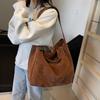 Large Capacity Velvet   Tote Bag Zipper Solid Color Popular Fashion Handbag Soft Simple Commuting Shoulder Bag