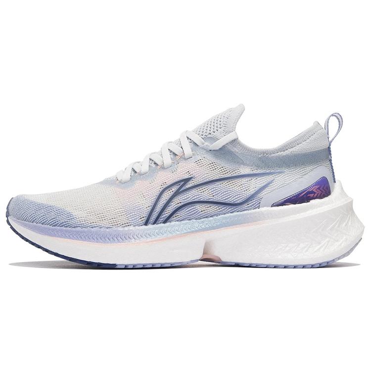 New LiNing Feidian Discovery Abrasion Resistant Slip Resistant Low Top Running Shoes Women's White Blue Purple ARMS008-4