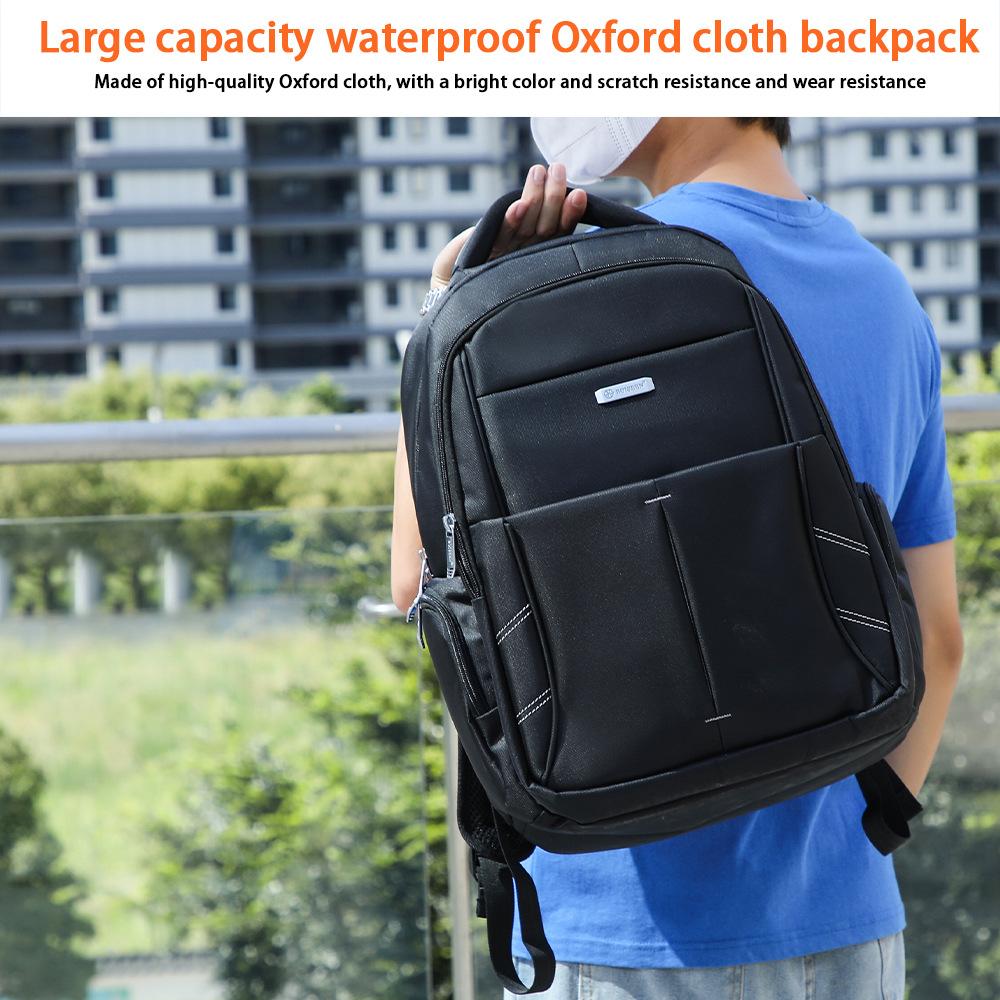 Men's Simple Fashion Double Shoulder Business Bag Multifunctional Waterproof Laptop Backpack Outdoor Black Travel Bag