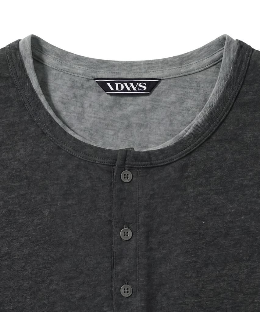 IDWS Layered Henley Neck T-Shirt Charcoal