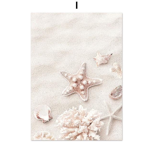 Nature Beach Reed Sea Conch Trail Landscape Nordic Art Wall Posters And Prints Canvas Painting Pictures For Living Room Decor