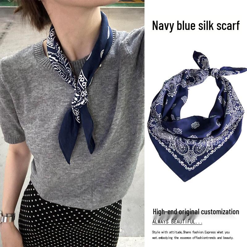 

Новый женский шелковый квадратный платок 2025: Ожерелье в виде цветка кешью