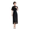 New Chinese chiffon inverted large-sleeved long black cheongsam 1011 summer new improved fashion young daily wear