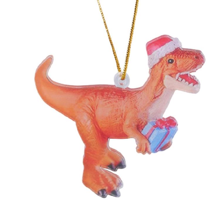 Christmas Tree Hanging Ornaments Thanksgiving Gift Dinosaur in Christmas Hat