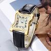 Y2K Goldene Uhren Retro Herren-Quarz-Armbanduhr Quadratische Schmelzende Uhr Römische Ziffern Stundenmarkierungen Unregelmäßige Unisex-Uhr