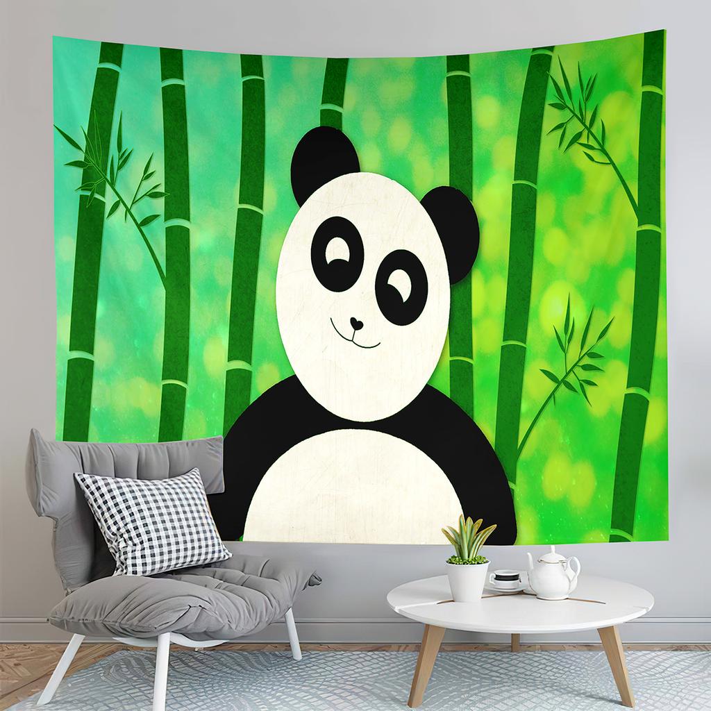 Cute Panda Print Tapestry Cartoon Style Animals Tapestry Creative Wall Hanging Decor Tapestries Bedroom Home Living Room Dorm