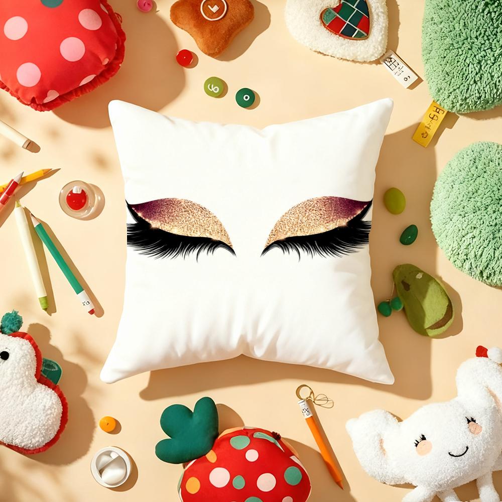 Sexy Women Eyelash Cushion Cover Soft Short Plush DoubleSided Printing Home Decor Machine Washable Pillow Case Gift