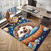 Sleepy Hedgehog Dreams Office Rug Chair Mat, Game Carpet, Suitable for Front Door, Bedroom, Living Room, Desk, Holiday Gift