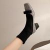 Anti-slip Socks and Boots - Women's High-heeled Stretch Shoes, Nude Boots, Short Boots