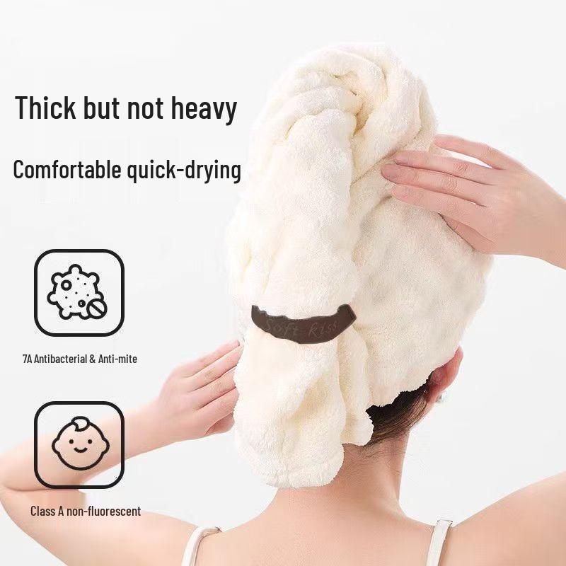 7A Antibacterial Quick-Dry Super Absorbent Hair Drying Cap for Women, No-Blow One-Piece Towel Wrap