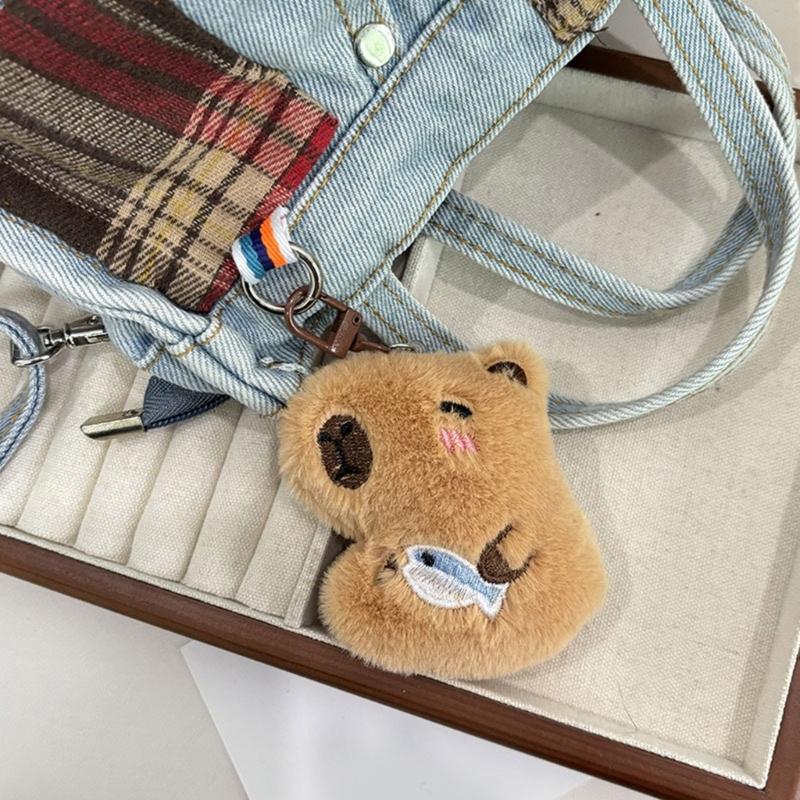 Lovely Capybaras Sturdy Plush Key Holder Accessory with Elegant Color Detachable Costume Pieces for Personalization