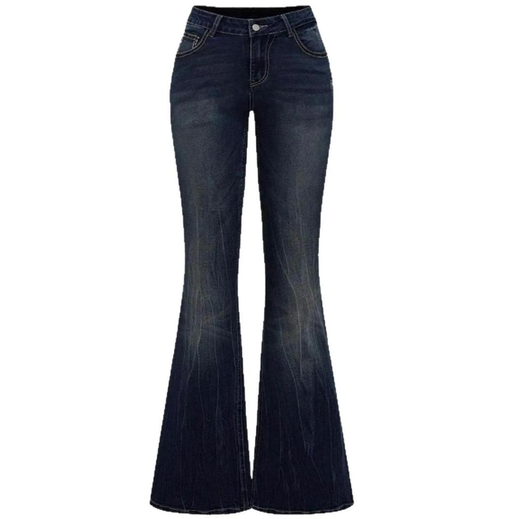 RogueWave Jeans Flare Pants Women Vintage Boot Cut Embroidery Pockets Rhinestone Washed Female Distressed Denims Trousers Streetwear