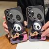 Guitar-playing Panda Case For Samsung Galaxy A57 A37 A17 A56 A36 A26 A16 A55 A35 A15 A54 5G Luxury Leather Texture Silicone Cover