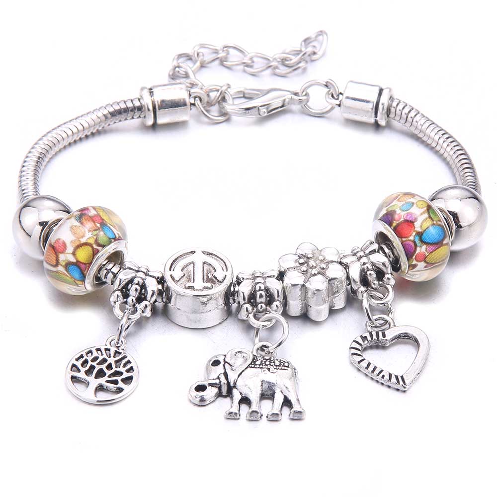 Papa snap Women Bracelet Colorful Crystal Charm Bracelet for Women DIY Beads Bracelets & Bangles Jewelry Gift