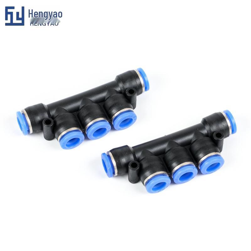 Five-Way Pneumatic Quick Connector: PK6-8 To PKG6-4 Reducer Hose Joint