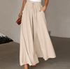Womens Wide Leg Trousers Summer Culottes Elastic High Waist Flowy Palazzo Trousers Loose Flared Pants with Pockets