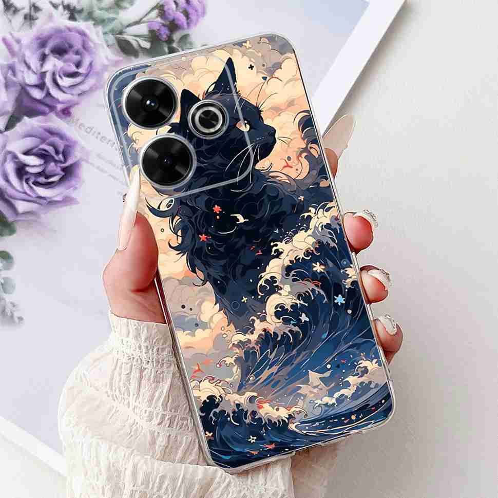 For Xiaomi Redmi 13 4G Case Fashion Girl Flower Silicone Soft TPU Shockproof Cover Coque For Redmi13 redemi13 Bumper Phone Case