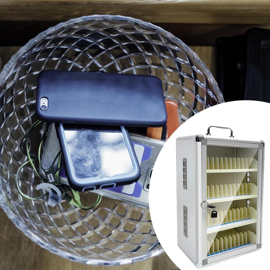 Phone Storage Cabinet Aluminum Alloy Lockable Locker for Repair Stores 48 Slots