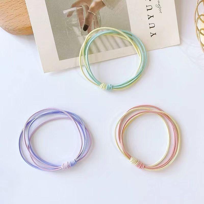 The new color matching four-strand rubber band net celebrity small fresh forest female Korean headdress girls tie hair accessories hair ring