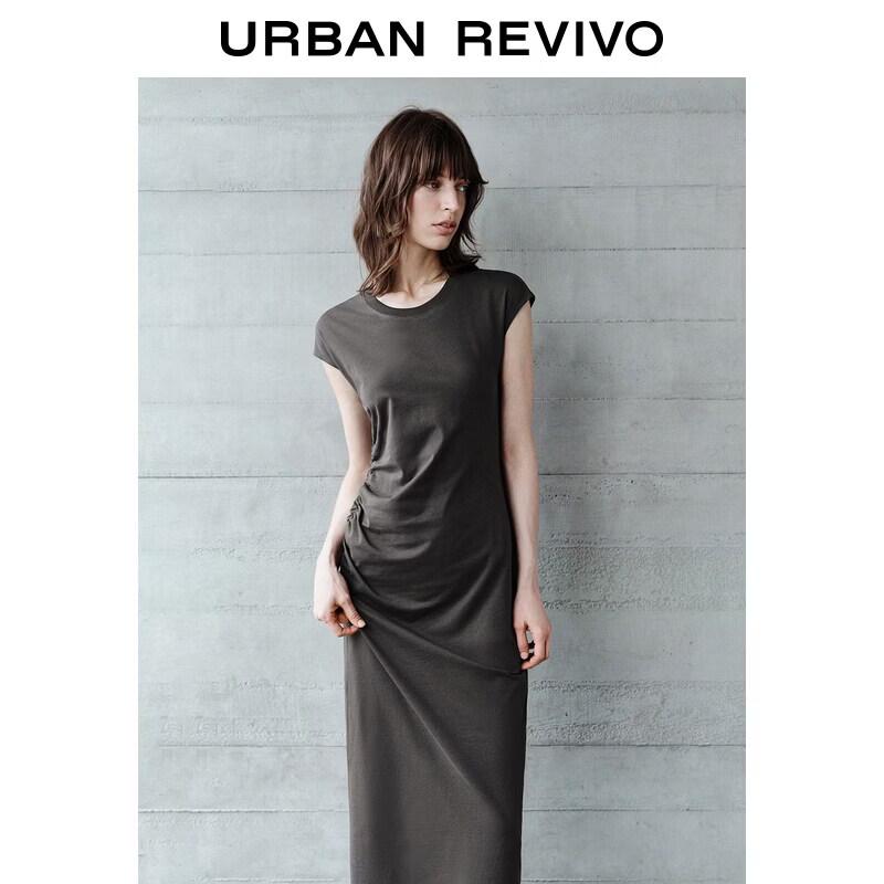 UR2026 Women s Pleated Back Slit Dress S