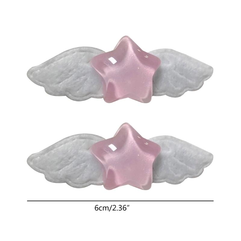 2pcs Fashion  Star Wing Hairpins Hair Duckbill Clip Sweet Hair Barrettes Y2K Hair Accessory Holiday Gifts