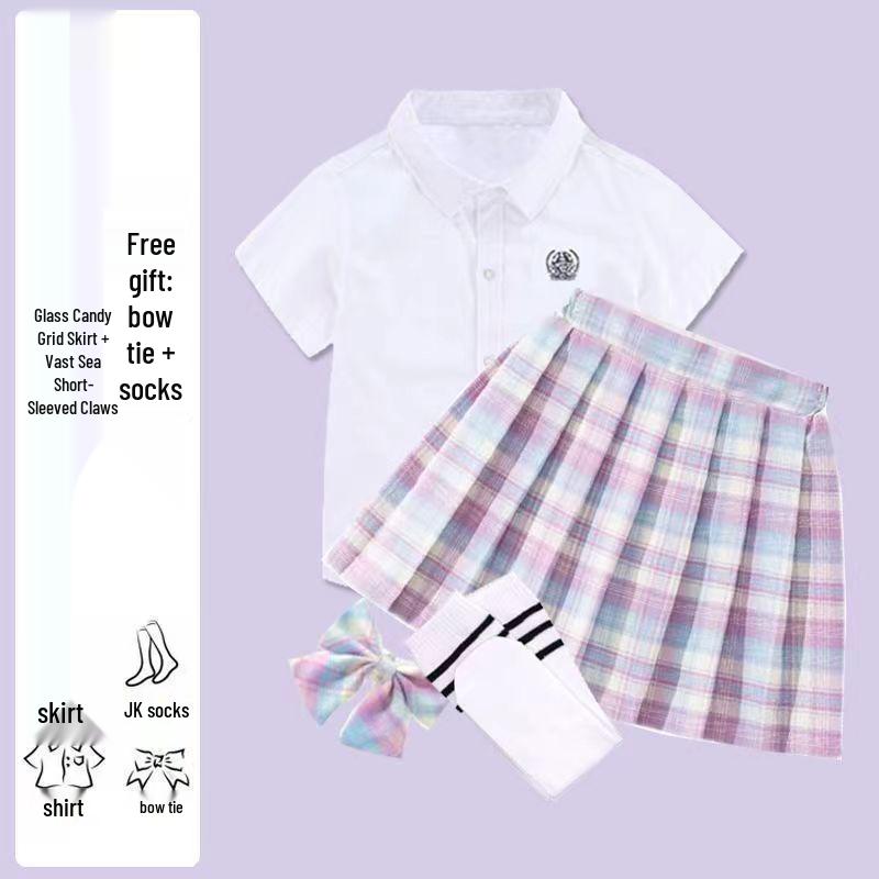 Disfraz de Coro Infantil: Camisa de Manga Corta y Falda de Cuadros de Junio de 2025 para Recital de Poesía y Vestimenta Escénica de Jardín de Infancia