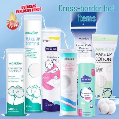 Tampons démaquillants ronds double face en coton 100 pièces