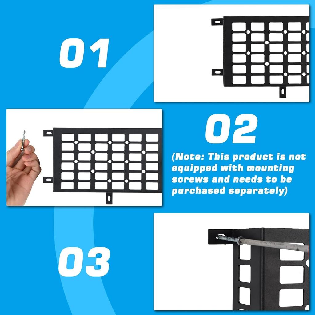 Universal Metal Car Storage Box with Small Cargo Molle Panel Frame Storage System for and Home Black Pockets, Cars, Trucks, RVs, Boats, Storage,