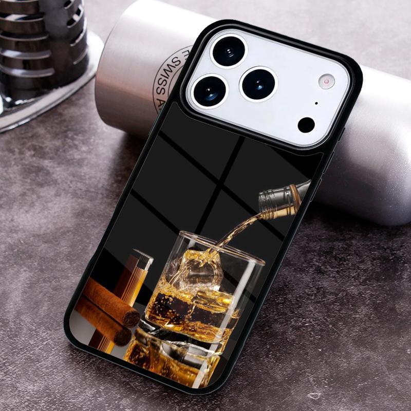 Cigar Whiskey Ice Drink Phone Case For iPhone 17 16 15 14 13 12 11 Pro Max Plus 17Air Soft Silicone Cover