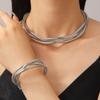 DIEZI Exaggerated Snake Chain Necklace Bracelet Set For Women Punk Geometric Gold Silver Color Metal Punk Hip Hop Jewelry Set