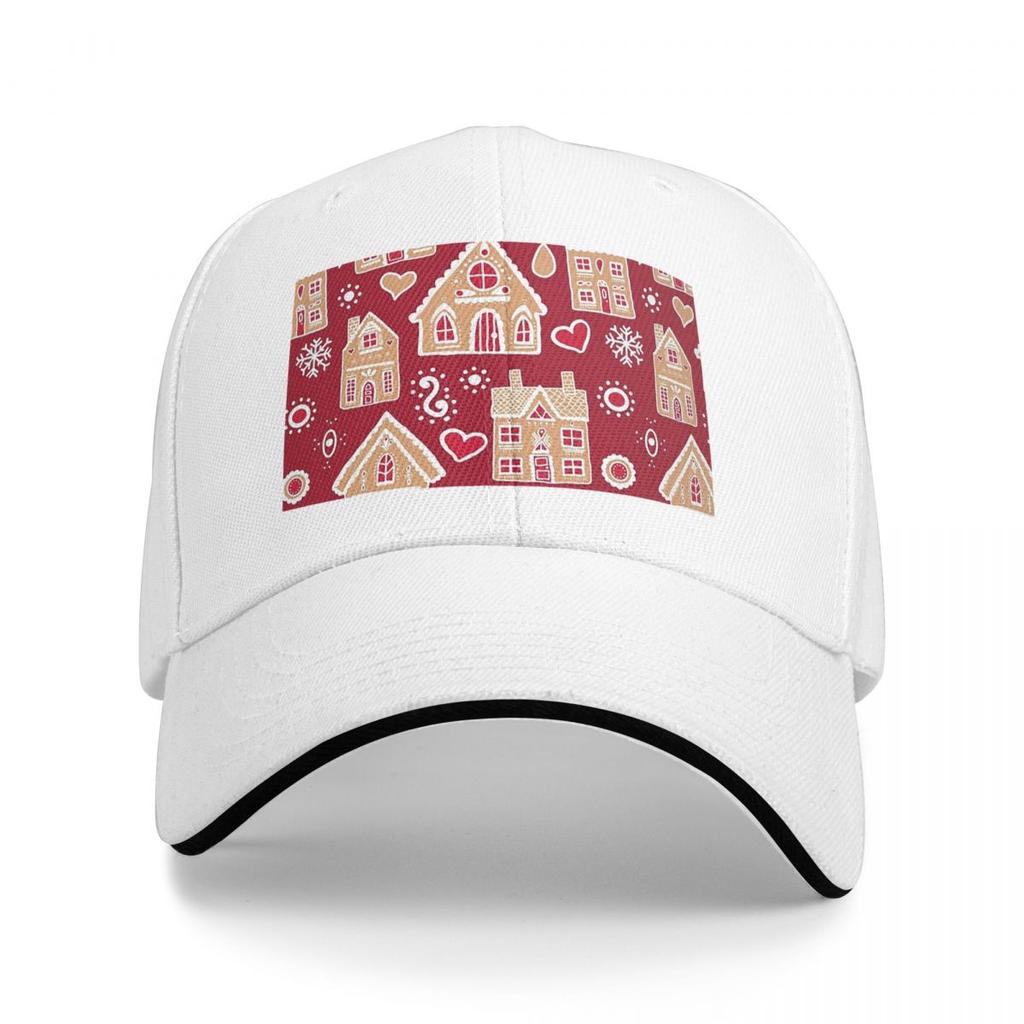Unisex Baseball Hats Christmas Gingerbread House Pattern Summer Sports Baseball Caps Hip Hop Cap Casquette Polychromatic Hats