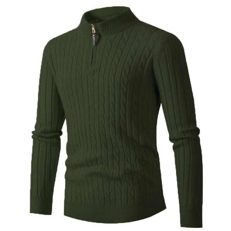 

Men’s Cable Knit Zip Mock Neck Sweater XXXL армія зелений колір