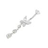 Fashionable Butterfly Belly Ring Stainless Steel Lightweight Body Jewelry With Shining Zircon Stones For Women
