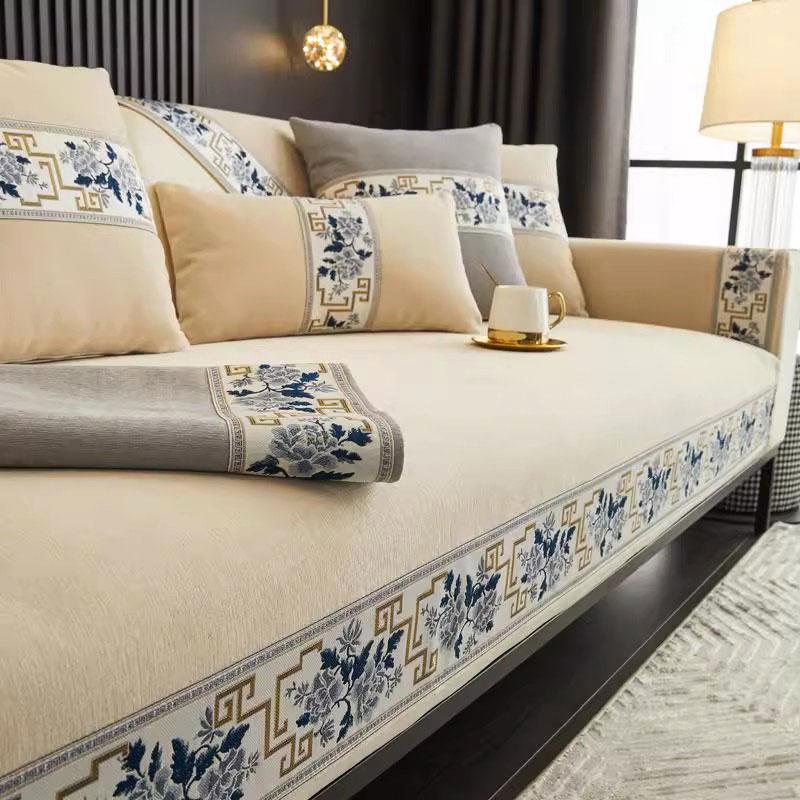 Embroidered Lace Chenille Sofa Cover for All Seasons Living Room Non-slip Sofa Seat Cushion Couch Slipcover Dustproof Sofa Towel