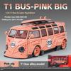 1/24 Volkswagen T1 Bus Gulf Oil Martini Low Ride Wide Body Modifiziert Legierung Metall Diecast Modellauto Sound & Licht Hobby Geschenke Junge