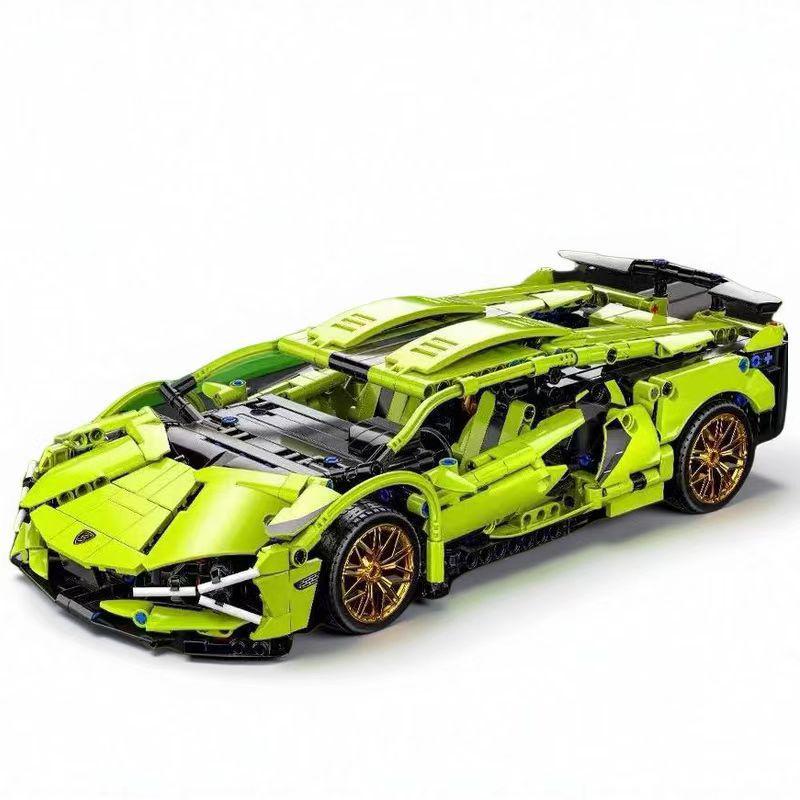 1:14 Green Bull Sports Car Building Blocks: RC Supercar Toy for Boys