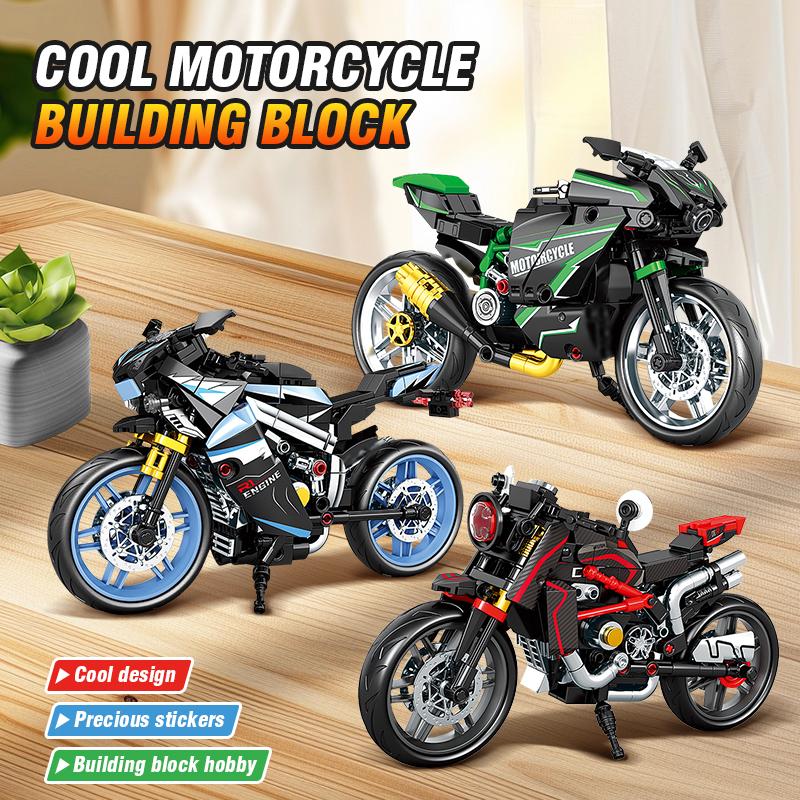 Klocki Budowlane MOC Samochód Moto Szybki Super Samochód Wyścigowy Motocykl Pojazd Klocki Zabawki Prezenty Miasto Retro Techniczny Motocykl Ozdoba
