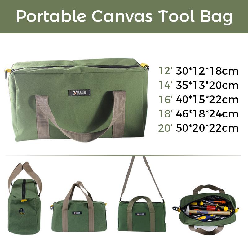 Portable Canvas Storage Bag Waterproof Tools Organizer Storage Kit Hand Heavy Duty Large Working Bag for Garden/Outdoor Camping