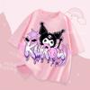 Kuromi Girl T Shirt Purple Cartoon Print Kids Tops Short Sleeve Tees Summer Breathable Cute Baby Casual Clothes Birthday Gifts