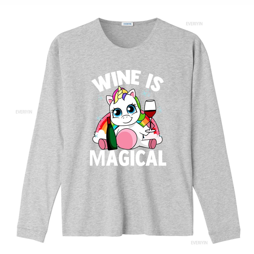 Wine Party T Shirt Drinking Lover Is Magical  Vintage Washed Breathable Slightly Stretched Casual Fashion Homme Streetwear