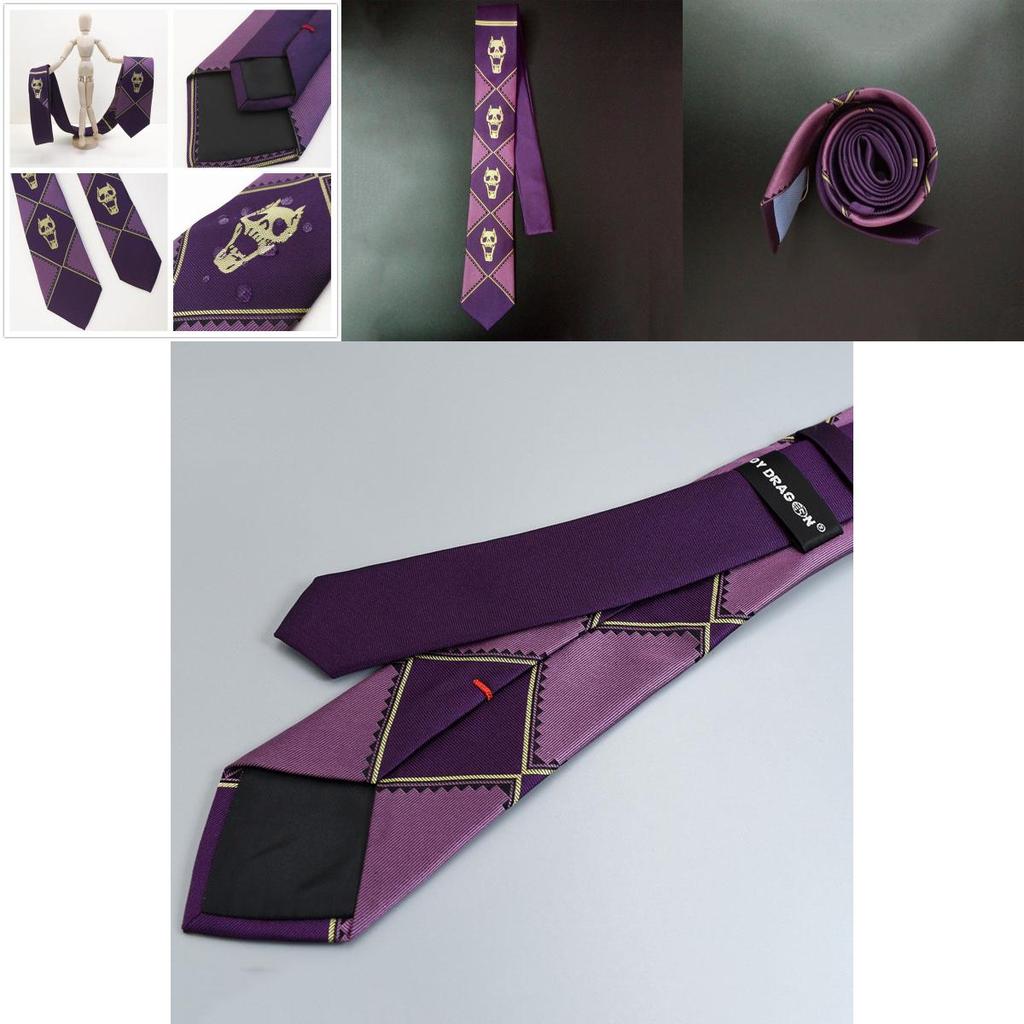 Wykwintny Jojo's Bizarre Adventure Killer Queen Kira Yoshikage Cosplay Czaszka Fioletowy Krawat