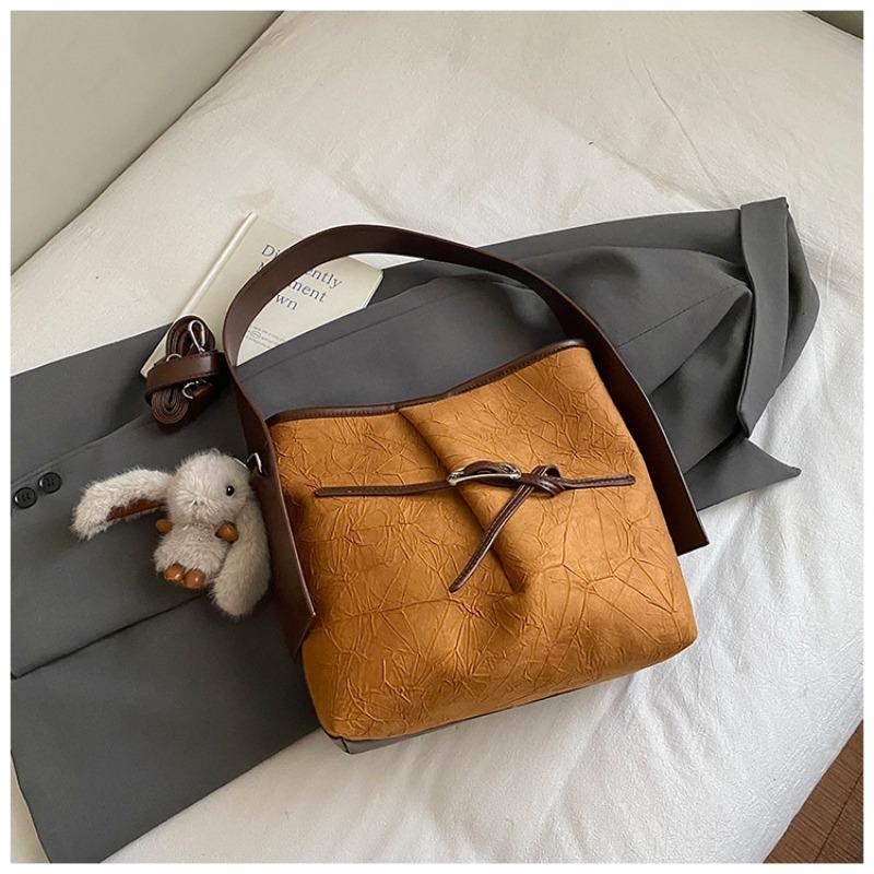 Simple and Fashionable Bucket Bag with Casual Texture, New Winter Bag, Women's Shoulder Messenger Bag.